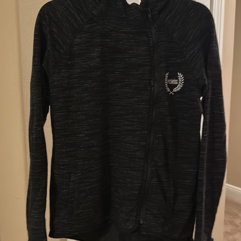 VS PINK black/gray zip up hoodie